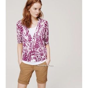 Ann Taylor LOFT Leaf Sheer Short Sleeve Cardigan